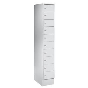 Wolf Kast met kleine vakken, 10 vakken, h x b = 1850 x 300 mm, deurkleur lichtgrijs RAL 7035