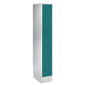 Wolf Kast met kleine vakken, 10 vakken, h x b = 1850 x 300 mm, deurkleur opaalgroen RAL 6026