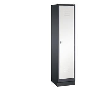 C+P CLASSIC Garderobenschrank mit Sockel, 1 Abteil, Abteilbreite 400 mm, schwarzgrau / verkehrsweiß