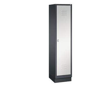 C+P CLASSIC Garderobenschrank mit Sockel, 1 Abteil, Abteilbreite 400 mm, schwarzgrau / lichtgrau