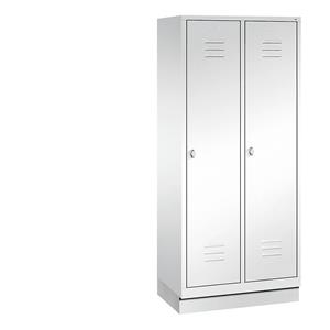 C+P CLASSIC Garderobenschrank mit Sockel, 2 Abteile, Abteilbreite 400 mm, verkehrsweiß