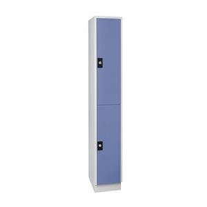 Wolf Garderobenschrank, 2 Fächer, Breite 300 mm, lichtgrau / taubenblau