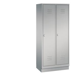 C+P CLASSIC Garderobenschrank mit Sockel, 2 Abteile, Abteilbreite 400 mm, weißaluminium