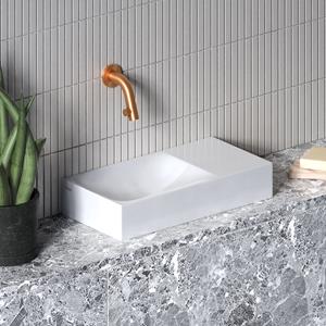 Clou Vale fontein solid surface 38cm zonder kraangat rechts wit mat