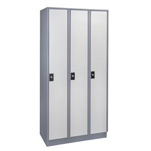 Wolf Garderobenschrank, 3 Abteile à 300 mm Breite, silbergrau / lichtgrau