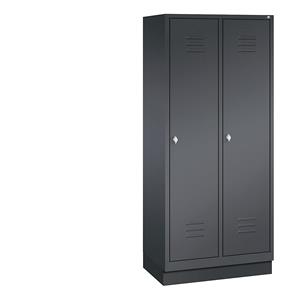 C+P CLASSIC Garderobenschrank mit Sockel, 2 Abteile, Abteilbreite 400 mm, schwarzgrau