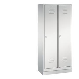 C+P CLASSIC Garderobenschrank mit Sockel, 2 Abteile, Abteilbreite 400 mm, lichtgrau