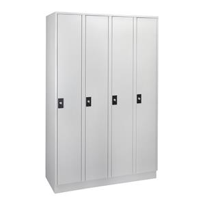 Wolf Garderobenschrank, 4 Abteile à 300 mm Breite, lichtgrau / lichtgrau