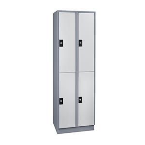 Wolf Garderobenschrank, 4 Fächer, Breite 600 mm, silbergrau / lichtgrau