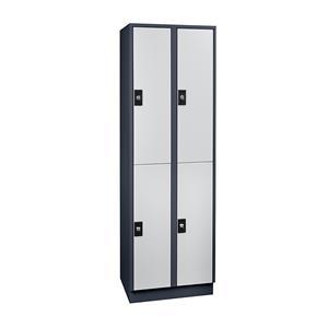 Wolf Garderobenschrank, 4 Fächer, Breite 600 mm, anthrazitgrau / lichtgrau