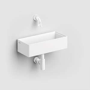 Clou New Flush 3.1 fontein solid surface 38cm met afvoerplaat wit mat