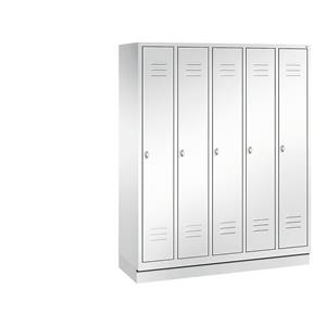 C+P CLASSIC Garderobenschrank mit Sockel, 5 Abteile, Abteilbreite 300 mm, verkehrsweiß
