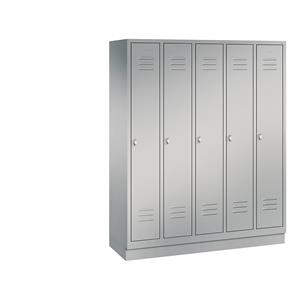 C+P CLASSIC Garderobenschrank mit Sockel, 5 Abteile, Abteilbreite 300 mm, weißaluminium