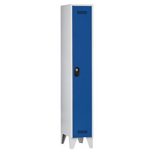 Wolf Garderobenschrank, Fachhöhe 1700 mm, HxBxT 1850 x 300 x 500 mm, Abteilbreite 300 mm, Korpus- / Türfarbe Lichtgrau / Enzianblau
