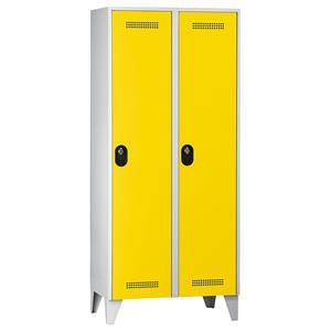 Wolf Garderobenschrank, Fachhöhe 1700 mm, HxBxT 1850 x 800 x 500 mm, Abteilbreite 400 mm, Korpus- / Türfarbe Lichtgrau / Zinkgelb