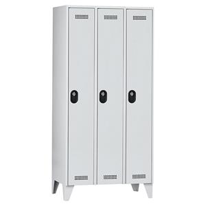 Wolf Garderobenschrank, Fachhöhe 1700 mm, HxBxT 1850 x 900 x 500 mm, Abteilbreite 300 mm, Korpus- / Türfarbe Lichtgrau / Lichtgrau