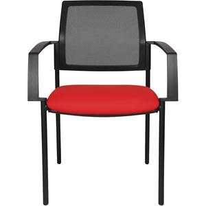 Topstar Mesh stapelstoel, 4 stoelpoten, VE = 2 stuks, zitting rood, frame zwart