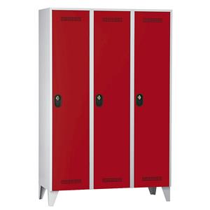 Wolf Garderobekast, vakhoogte 1700 mm, h x b x d = 1850 x 1200 x 500 mm, vakbreedte 400 mm, kastframe lichtgrijs / deurkleur vuurrood