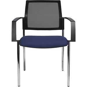 Topstar Mesh stapelstoel, 4 stoelpoten, VE = 2 stuks, zitting blauw, frame chroom