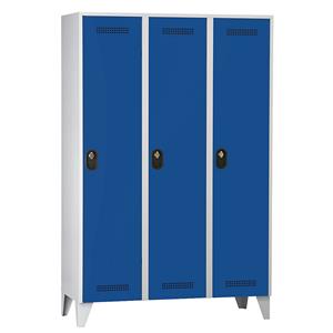 Wolf Garderobekast, vakhoogte 1700 mm, h x b x d = 1850 x 1200 x 500 mm, vakbreedte 400 mm, kastframe lichtgrijs / deurkleur gentiaanblauw