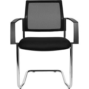 Topstar Mesh stapelstoel, sledestoel, VE = 2 stuks, zitting zwart, frame chroom