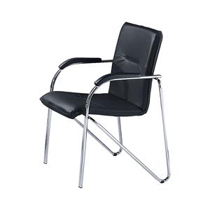 Stapelstoel met bekleding van kunstleer, frame verchroomd, VE = 2 stuks, bekleding zwart