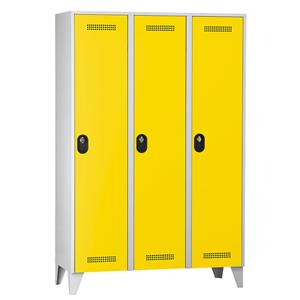 Wolf Garderobekast, vakhoogte 1700 mm, h x b x d = 1850 x 1200 x 500 mm, vakbreedte 400 mm, kastframe lichtgrijs / deurkleur zinkgeel