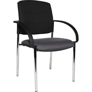 Eurokraft pro Bezoekersstoelen, VE = 2 stuks, gestoffeerde rugleuning, zwart, zitting antraciet