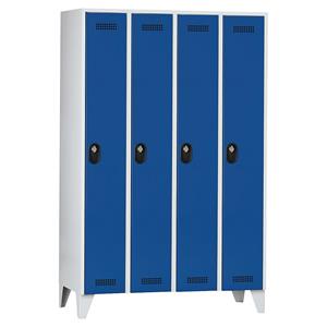 Wolf Garderobekast, vakhoogte 1700 mm, h x b x d = 1850 x 1200 x 500 mm, vakbreedte 300 mm, kastframe lichtgrijs / deurkleur gentiaanblauw