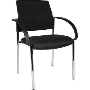 Eurokraft pro Bezoekersstoelen, VE = 2 stuks, rugleuning met net bespannen, zwart, zitting zwart