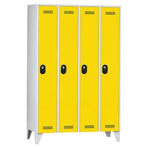 Wolf Garderobekast, vakhoogte 1700 mm, h x b x d = 1850 x 1200 x 500 mm, vakbreedte 300 mm, kastframe lichtgrijs / deurkleur zinkgeel
