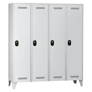 Wolf Garderobenschrank, Fachhöhe 1700 mm, HxBxT 1850 x 1600 x 500 mm, Abteilbreite 400 mm, Korpus- / Türfarbe Lichtgrau / Lichtgrau