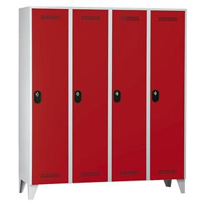 Wolf Garderobekast, vakhoogte 1700 mm, h x b x d = 1850 x 1600 x 500 mm, vakbreedte 400 mm, kastframe lichtgrijs / deurkleur vuurrood