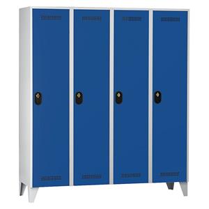Wolf Garderobekast, vakhoogte 1700 mm, h x b x d = 1850 x 1600 x 500 mm, vakbreedte 400 mm, kastframe lichtgrijs / deurkleur gentiaanblauw