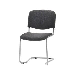 Sledestoel, stapelbaar, rugleuning met bekleding, stoelframe aluminiumkleurig, bekleding zwart, VE = 4 stuks