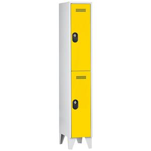 Wolf Garderobekast, vakhoogte 820 mm, h x b x d = 1850 x 300 x 500 mm, vakbreedte 300 mm, frame- / deurkleur lichtgrijs / zinkgeel