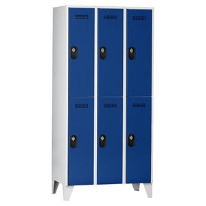 Wolf Garderobekast, vakhoogte 820 mm, h x b x d = 1850 x 900 x 500 mm, vakbreedte 300 mm, frame- / deurkleur lichtgrijs / gentiaanblauw