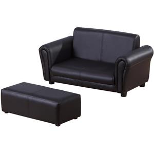 HOMdotCOM Kinderbank/sofa met voetenbank PVC zwart