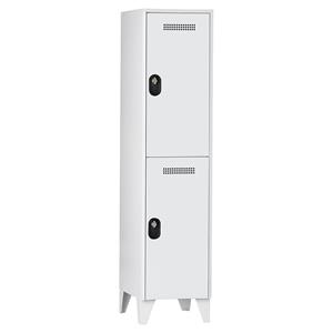 Wolf Garderobenschrank, Fachhöhe 820 mm, HxBxT 1850 x 400 x 500 mm, Abteilbreite 400 mm, Korpus- / Türfarbe Lichtgrau / Lichtgrau
