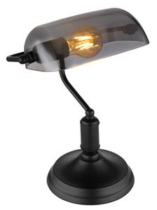 Globo Zwarte bureaulamp Antique met smoke glas 2491B