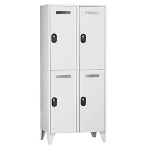 Wolf Garderobenschrank, Fachhöhe 820 mm, HxBxT 1850 x 800 x 500 mm, Abteilbreite 400 mm, Korpus- / Türfarbe Lichtgrau / Lichtgrau