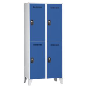 Wolf Garderobekast, vakhoogte 820 mm, h x b x d = 1850 x 800 x 500 mm, vakbreedte 400 mm, frame- / deurkleur lichtgrijs / gentiaanblauw