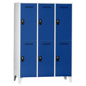 Wolf Garderobekast, vakhoogte 820 mm, h x b x d = 1850 x 1200 x 500 mm, vakbreedte 400 mm, frame- / deurkleur lichtgrijs / gentiaanblauw