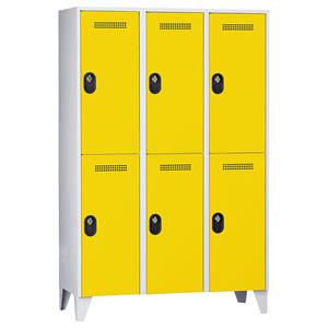 Wolf Garderobekast, vakhoogte 820 mm, h x b x d = 1850 x 1200 x 500 mm, vakbreedte 400 mm, frame- / deurkleur lichtgrijs / zinkgeel