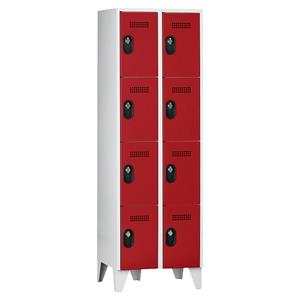 Wolf Lockerkast, vakhoogte 450 mm, h x b x d = 1850 x 600 x 500 mm, vakbreedte 300 mm, frame- / deurkleur lichtgrijs / vuurrood