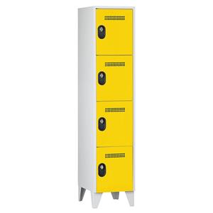 Wolf Lockerkast, vakhoogte 450 mm, h x b x d = 1850 x 400 x 500 mm, vakbreedte 400 mm, frame- / deurkleur lichtgrijs / zinkgeel