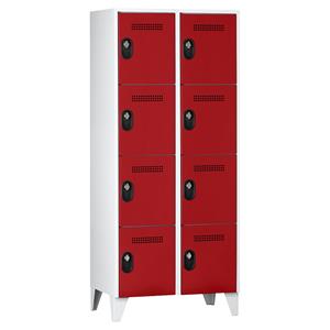 Wolf Lockerkast, vakhoogte 450 mm, h x b x d = 1850 x 800 x 500 mm, vakbreedte 400 mm, frame- / deurkleur lichtgrijs / vuurrood
