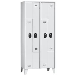 Wolf Z-Garderobenschrank, Fachhöhe 820 mm, HxBxT 1850 x 800 x 500 mm, Abteilbreite 400 mm, Korpus- / Türfarbe Lichtgrau / Lichtgrau