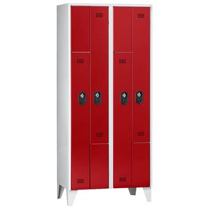 Wolf Z-garderobekast, vakhoogte 820 mm, h x b x d = 1850 x 800 x 500 mm, vakbreedte 400 mm, frame- / deurkleur lichtgrijs / vuurrood