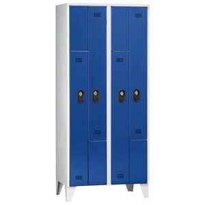 Wolf Z-garderobekast, vakhoogte 820 mm, h x b x d = 1850 x 800 x 500 mm, vakbreedte 400 mm, frame- / deurkleur lichtgrijs / gentiaanblauw